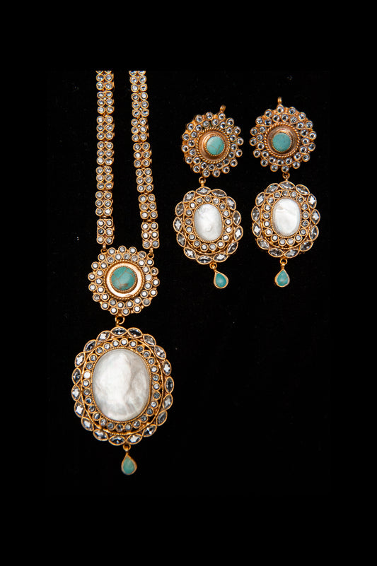 Turquoise Grace Set-Kundan