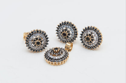 Midnight Aura Locket Set-Gold Plated
