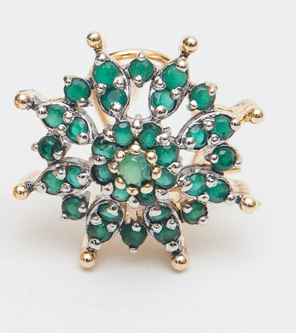 Emerald Bloom Ear Studs-Gold Plated