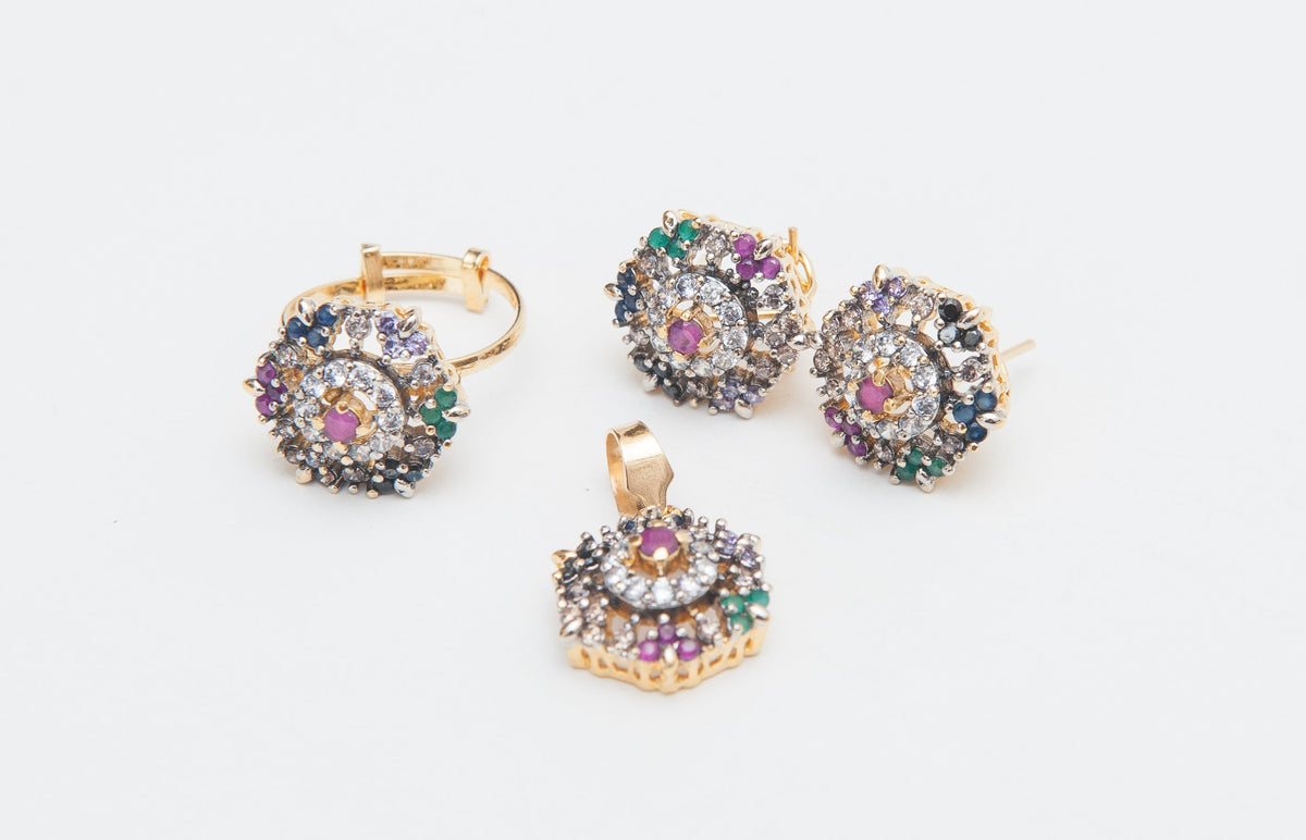 Radiant Bloom Locket Set-Gol Plated