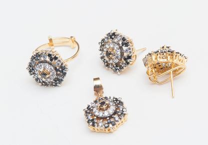 Midnight Bloom Locket Set-Gold Plated