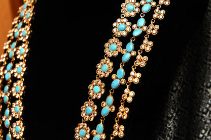 Turquoise Mosaic Ensemble Set-Kundan