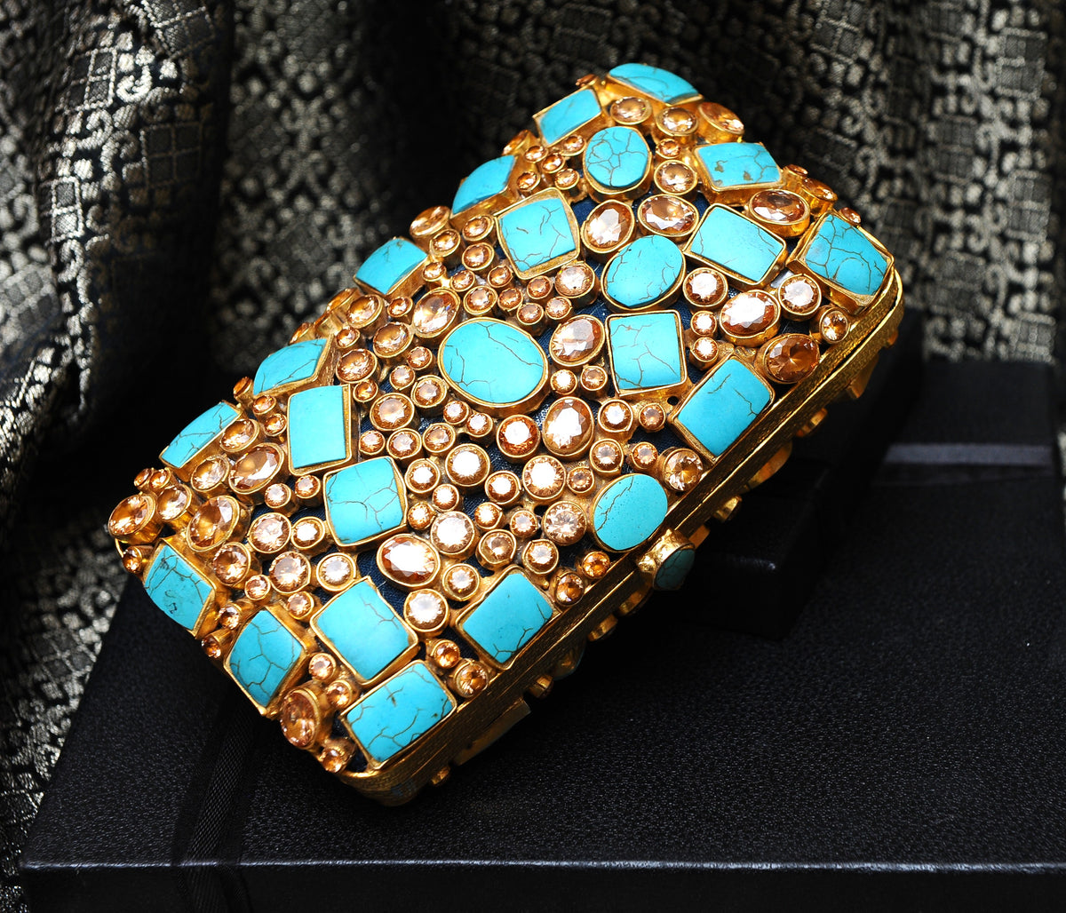 Turquoise Mosaic Ensemble Set-Kundan