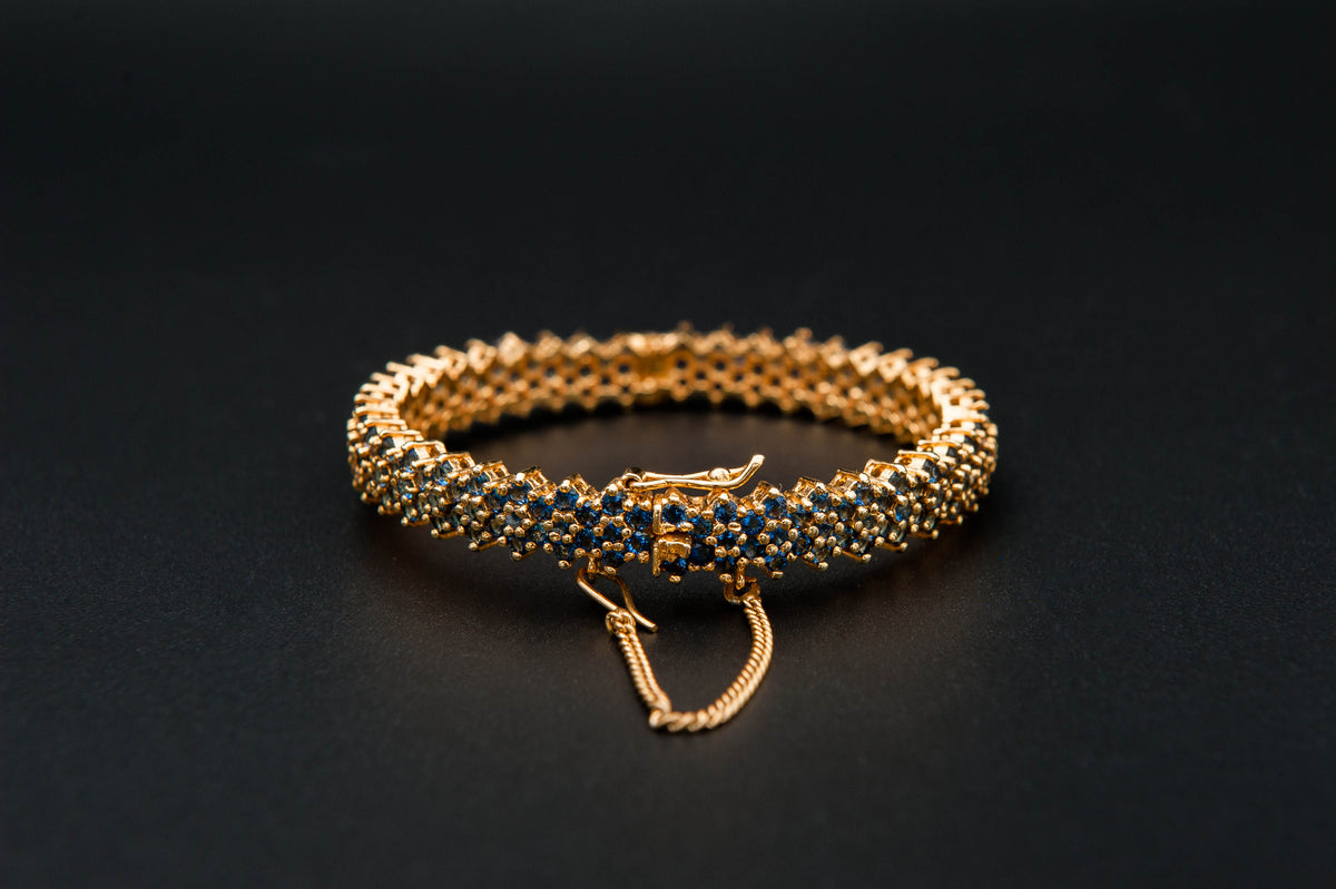 Azure Cluster Bracelet — 925 Sterling Silver, 24K Gold Plated