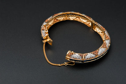 Sapphire Crest Mosaic Bracelet — 925 Sterling Silver, 24K Gold Plated