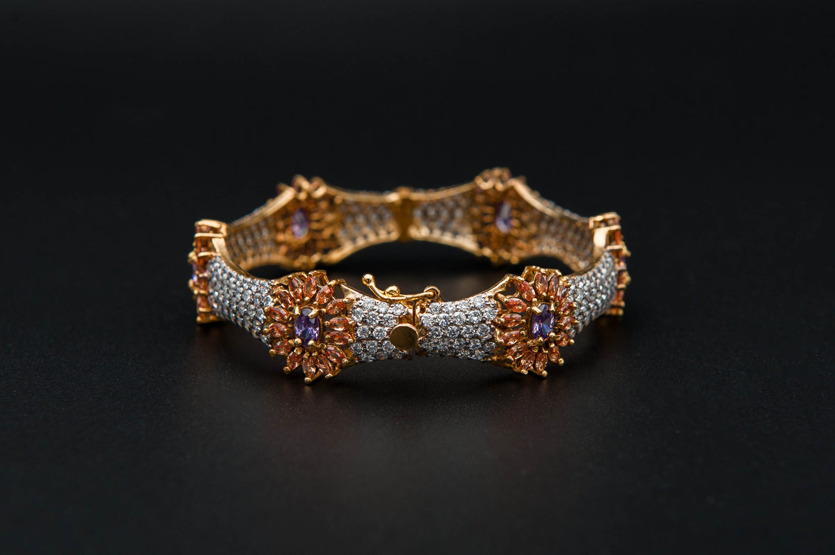 Amethyst Bloom Bracelet — 925 Sterling Silver, 24K Gold Plated