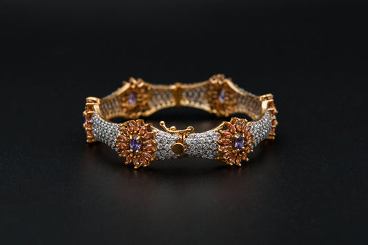 Amethyst Bloom Bracelet — 925 Sterling Silver, 24K Gold Plated