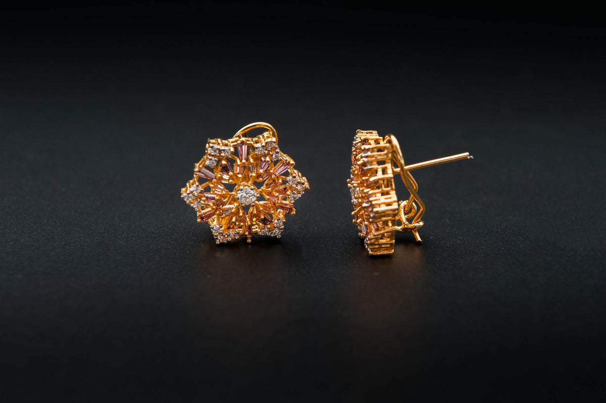 Rosé Halo Earrings — 925 Sterling Silver with 24K Gold Plating