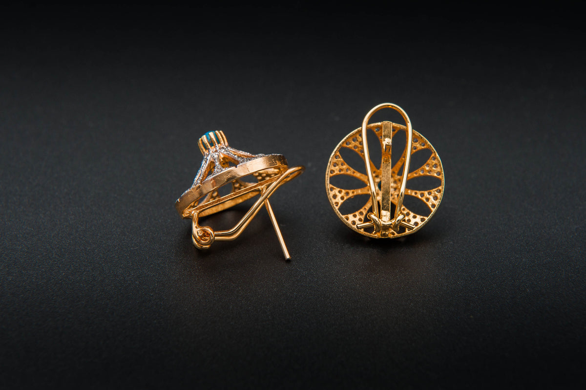 Azure Bloom Earrings — 925 Sterling Silver with 24K Gold Plating