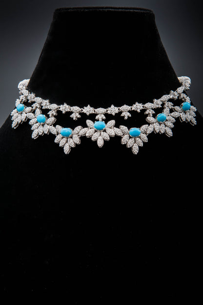 Turquoise Bloom Bridal Set-925 Sterling Silver
