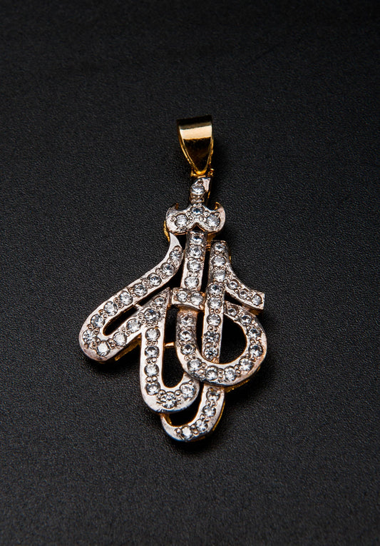 Gold and diamond pendant on a black background