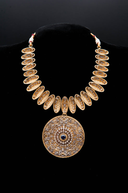 Royal Filigree Bloom Bridal Set-925 Sterling Silver with 24K Gold Plating