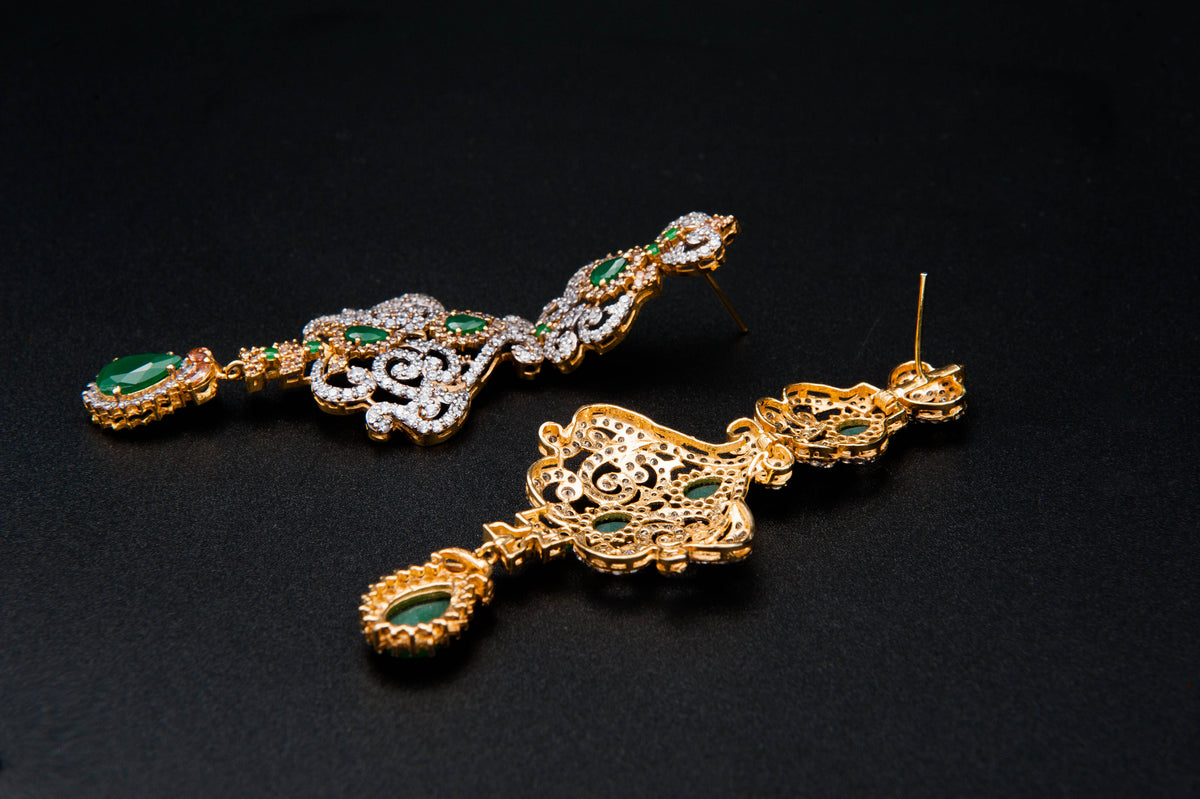 Emerald Swirl Earrings — 925 Sterling Silver with 24K Gold Plating