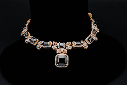 Midnight Bloom Bridal Set-925 Sterling Silver with 24K Gold Plating