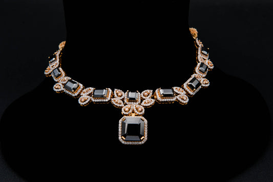 Midnight Bloom Bridal Set-925 Sterling Silver with 24K Gold Plating