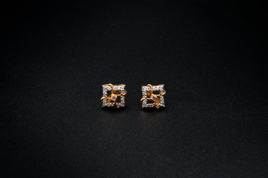 Amethyst Frame Earrings — 925 Sterling Silver with 24K Gold Plating
