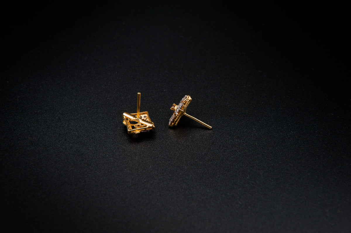 Amethyst Frame Earrings — 925 Sterling Silver with 24K Gold Plating