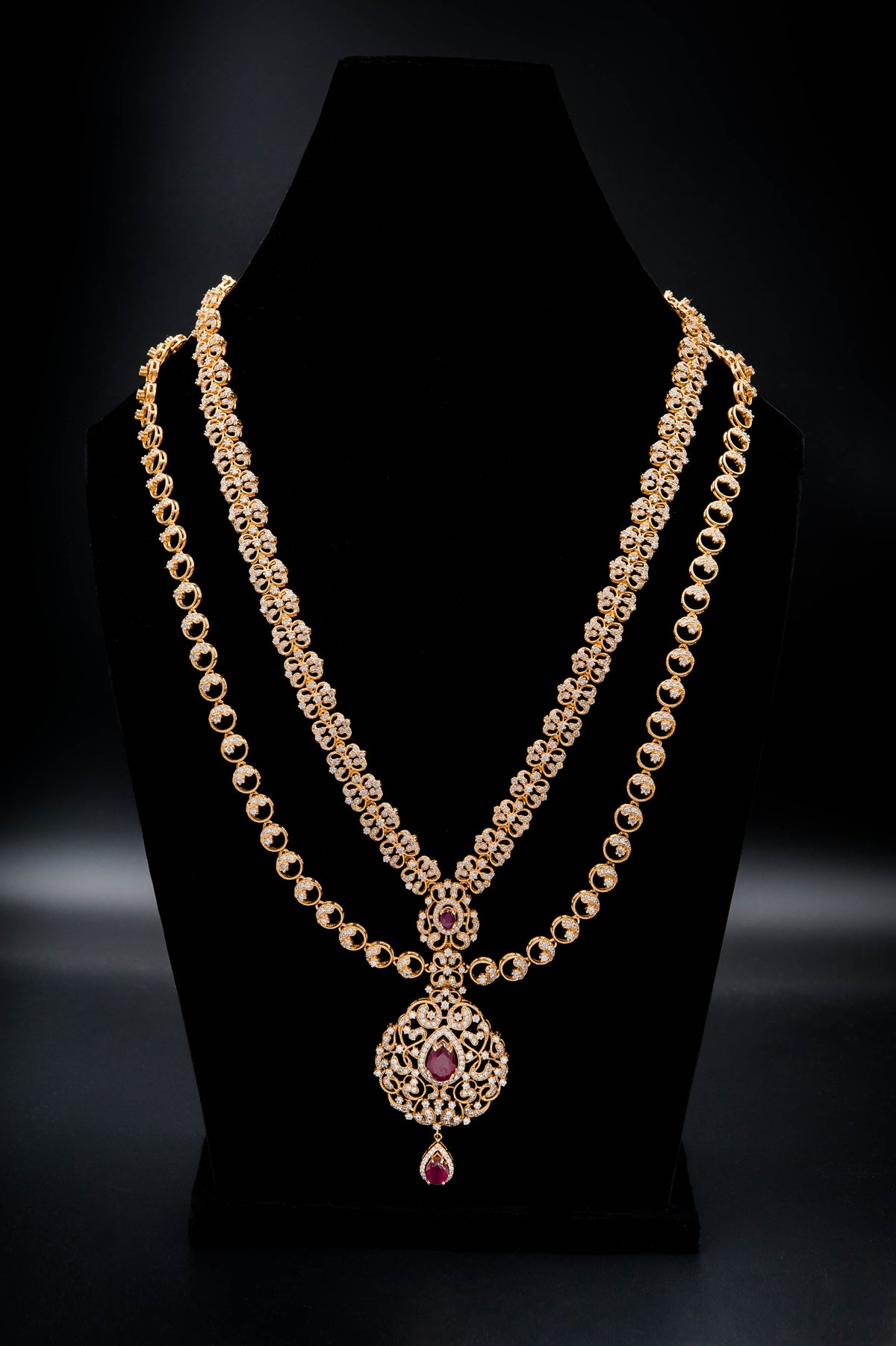 Crimson Grace Bridal set-925 Sterling Silver with 24K Gold Plating