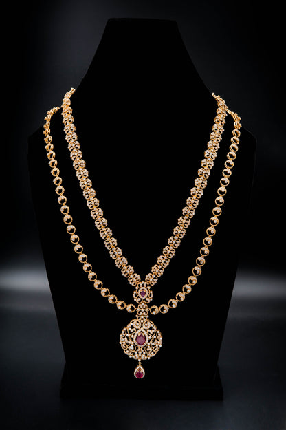 Crimson Grace Bridal set-925 Sterling Silver with 24K Gold Plating