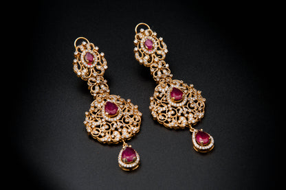 Crimson Grace Bridal set-925 Sterling Silver with 24K Gold Plating