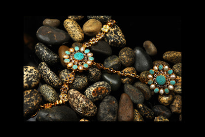 Turquoise Petal Mattha Patti-Kundan