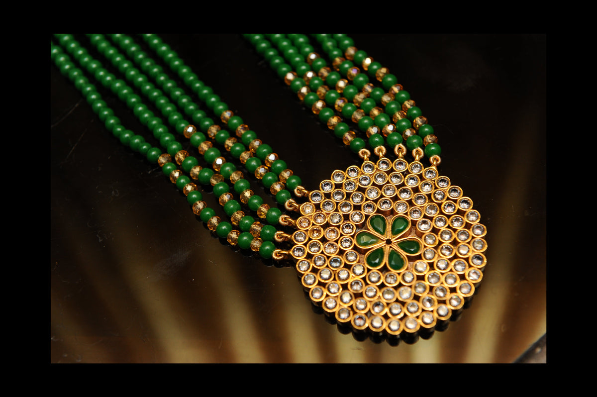 Emerald Vow Layered Necklace-Kundan