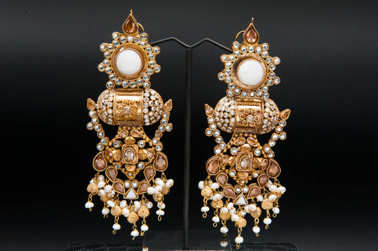 Crystal Veil Jhumka-Kundan Jhumkay